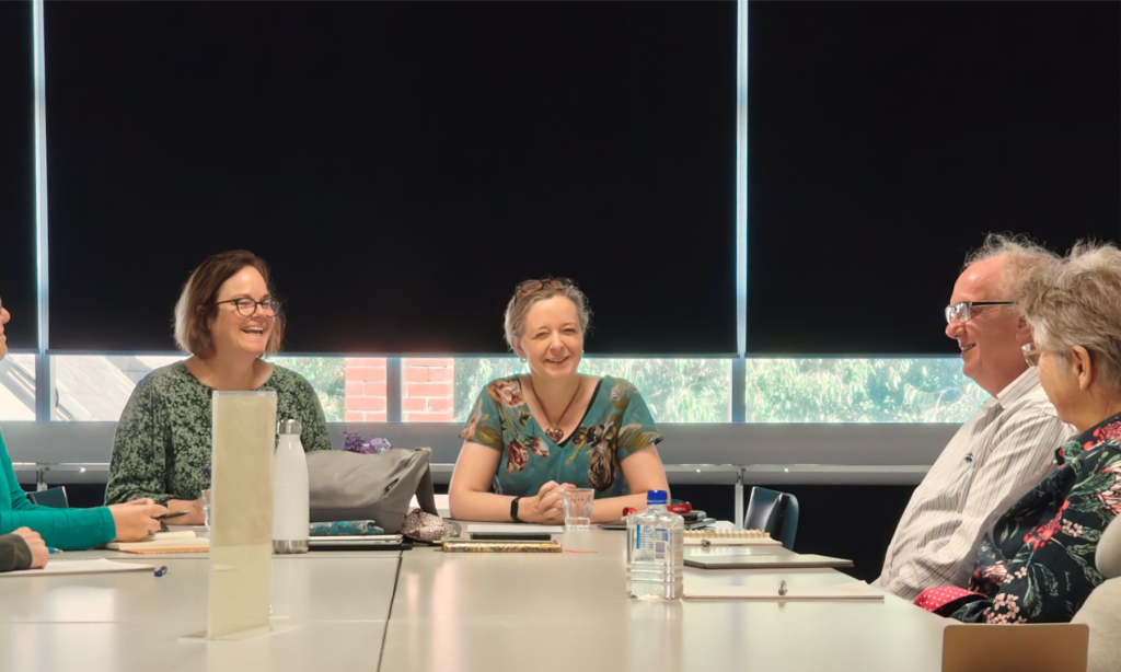 Paula Gooder speaks with Cindy Derrenbacker and Writing Retreat participants